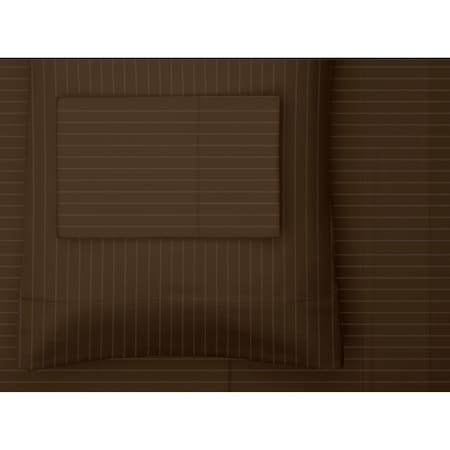 Hotel Grand 1000tc Pinstripe Sheet Set, Chocolate, King 652513